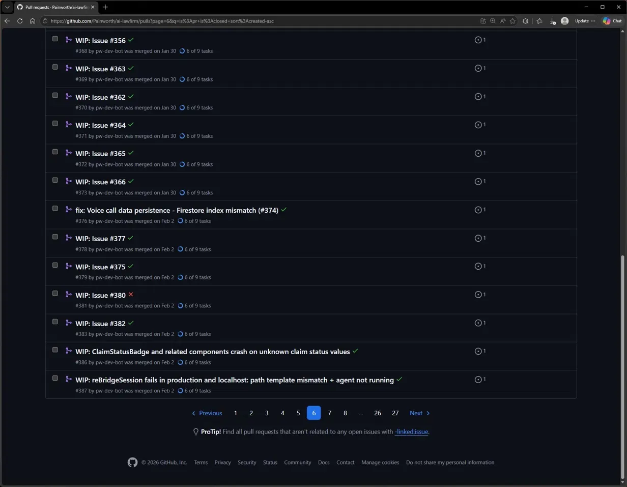 GitHub issue-list screenshot showing the phase:* and completed:* label vocabulary across many closed issues.